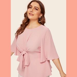 SHEIN pink tie front top